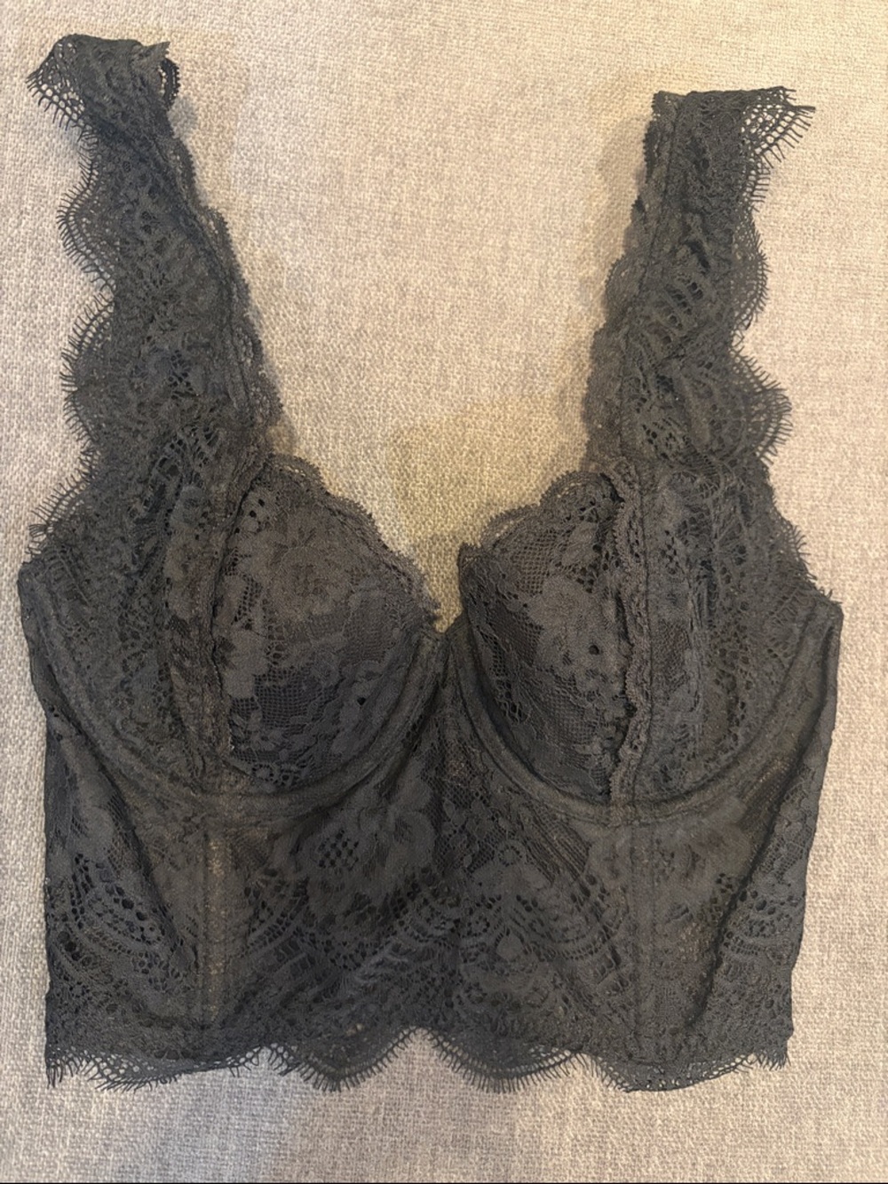 Victoria's Secret Black Lace Longline Bralette corset